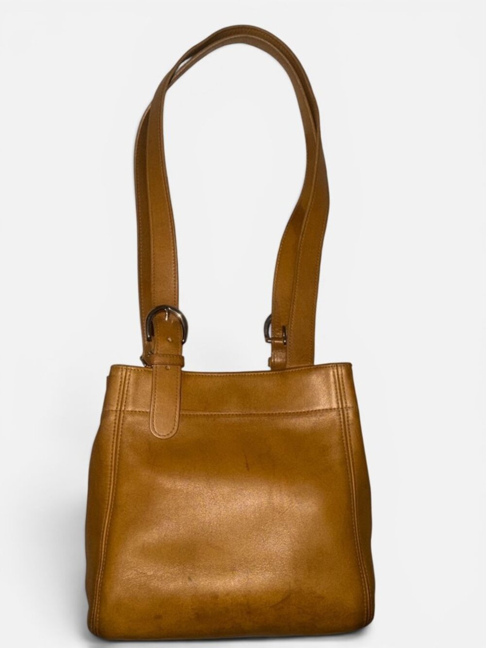 VTG Coach Buckle Tote 4157 Toffee Leather Nickel Waverly Soho 90s Dominican Rep - Picture 4 of 11